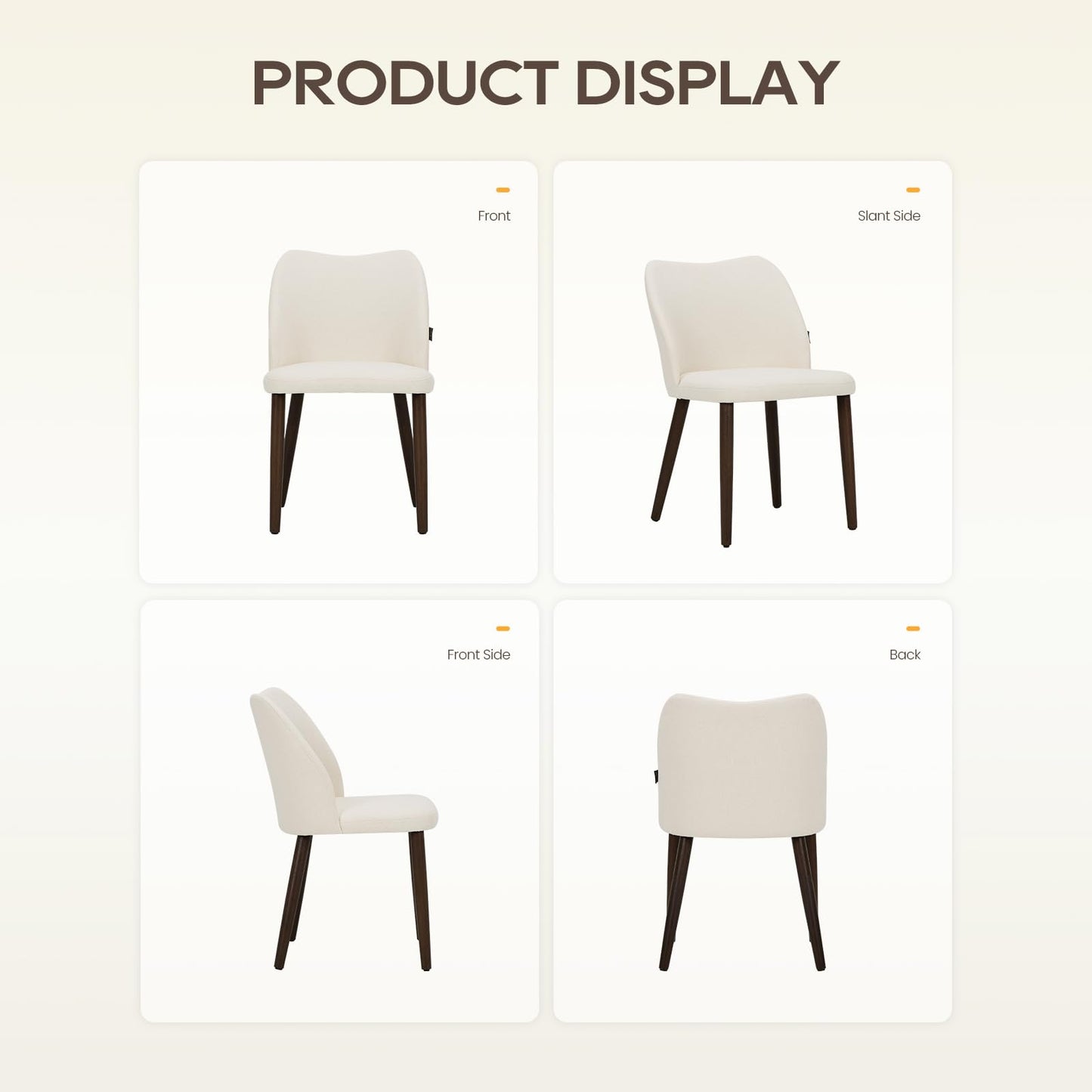 Wooden Dining Chairs Set of 4, Upholstered Kitchen Dining Room Chair, Modern Fabric Farmhouse Dinner Chair for Restaurant & Cafe, Beige