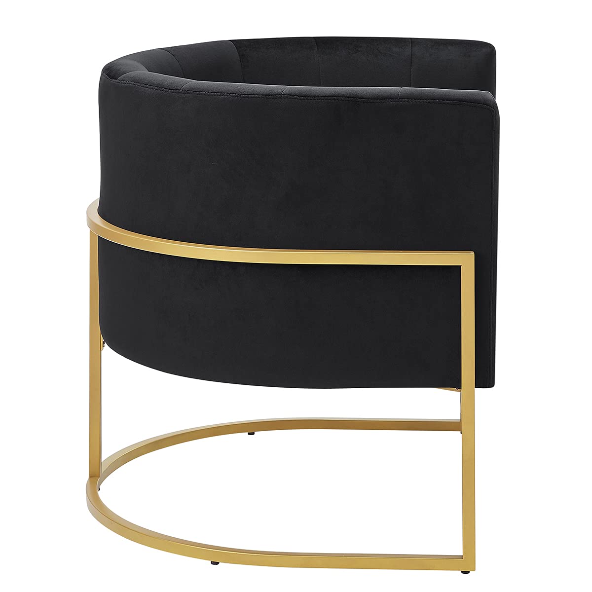 24KF Upholstered Living Room Chairs Modern Black Textured Velvet Accent Chair with Golden Metal Stand-Black