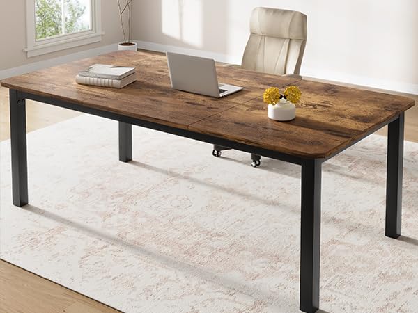 78.7 Inch Long Computer Double Desk, Large Industrial Office 2 Person Desk Workstation, Study Writing Wide Table,Modern Style Laptop Desk Tables for Home Office Bedrooms