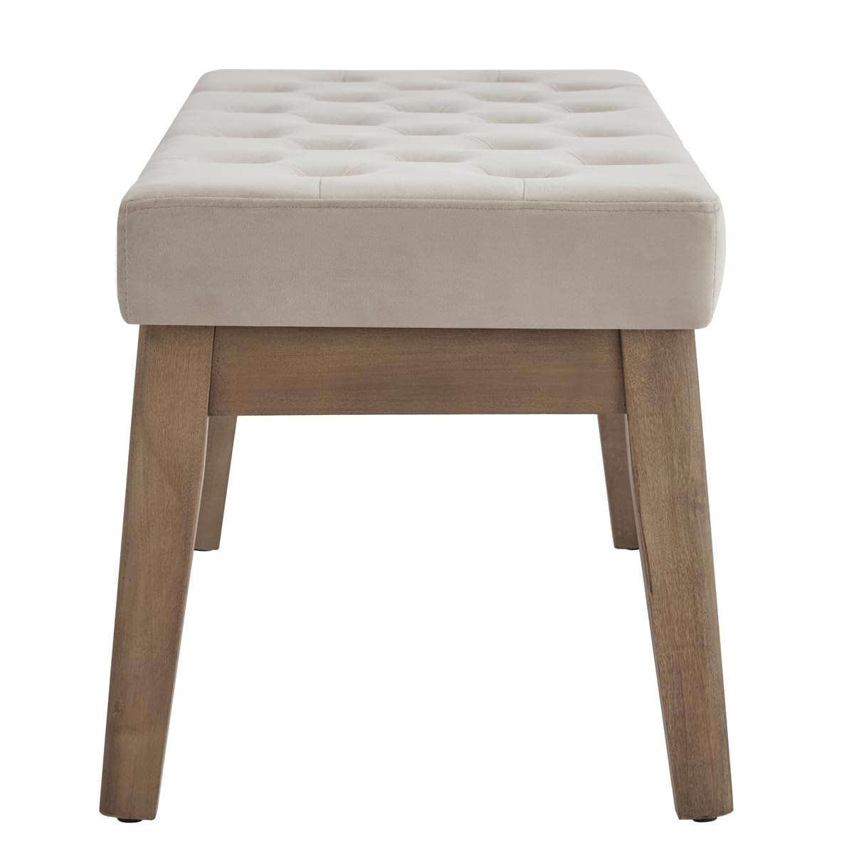 24KF Velvet Upholstered Buttons Tufted Entryway Bench with Solid Wood Leg,Bed Bench Ottoman with Padded Seat,5034-Taupe
