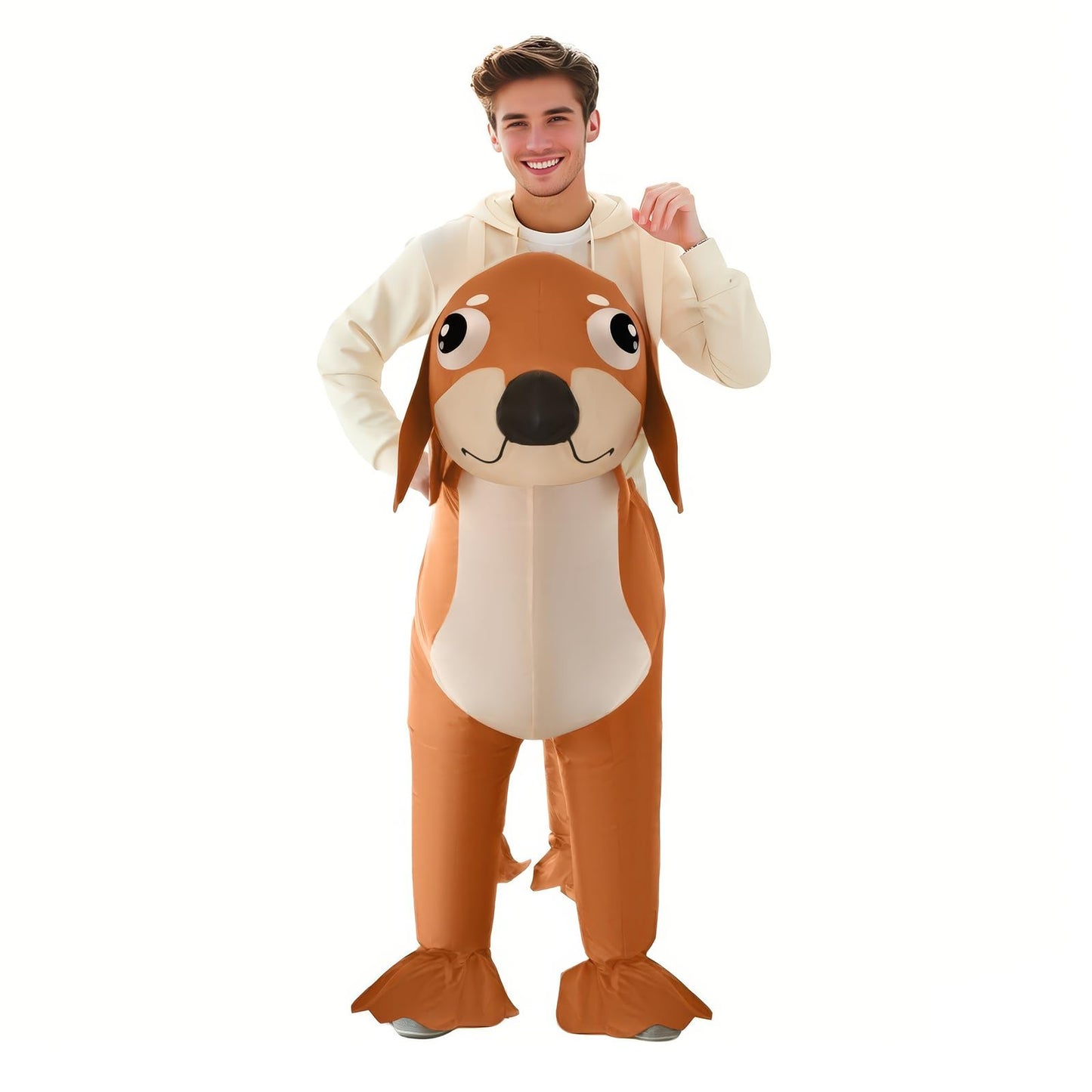 XYJKIDSES Couple Inflatable Dachshund Costume for Adult Halloween Blow Up Costumes 2 People Funny Dog Costumes for Men Women Cosplay