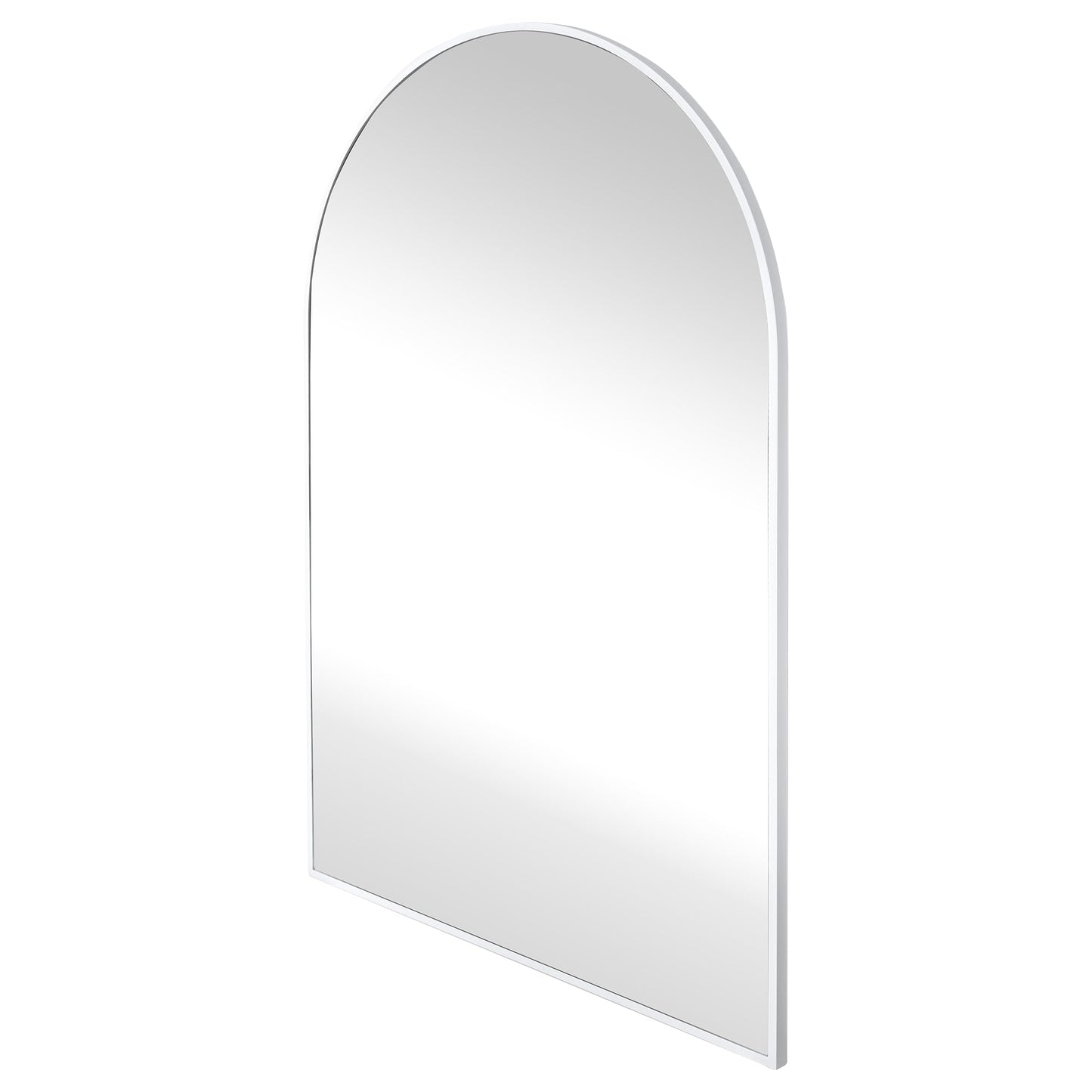 White Arched Wall Mirror 24 x 36 Inch, Modern White Wood Framed Arch Bathroom Mirror with Tempered Glass for Bathroom, Bedroom or Entryway