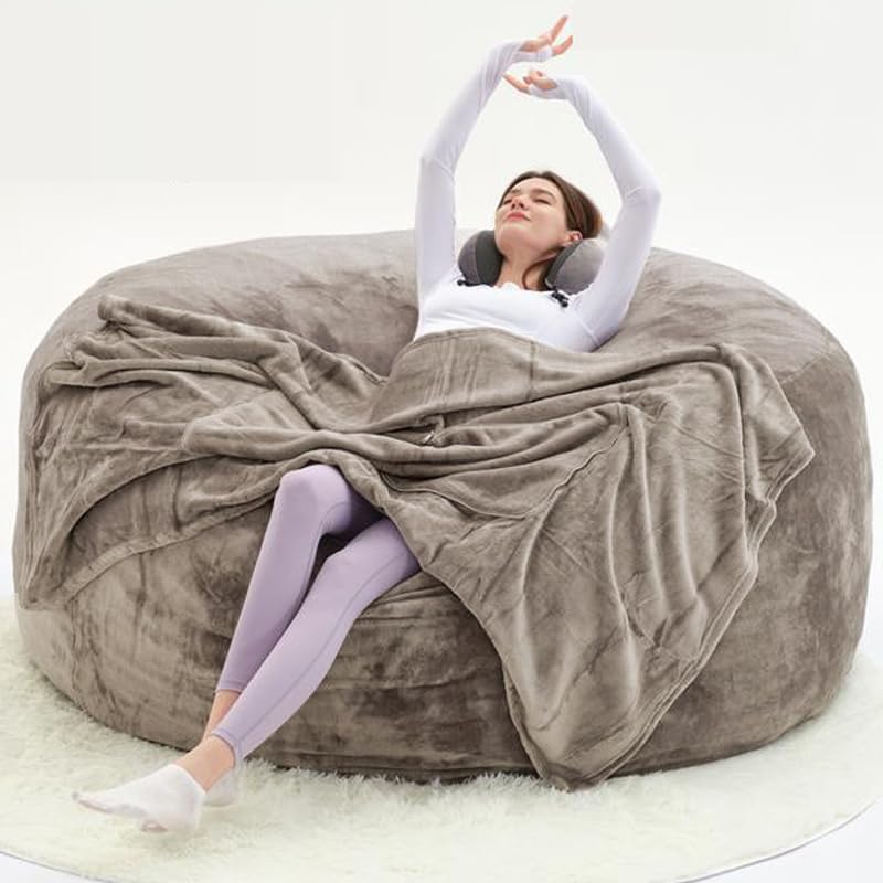 5FT,Big Bean Bag Chairs for Adults,Bean Bag with Filler Included,Memory Foam Bean Bag,Giant beanbag,Suitable for Reading Chairs in Living Room, Bedroom and Dormitory. (Brown, 5 Foot)