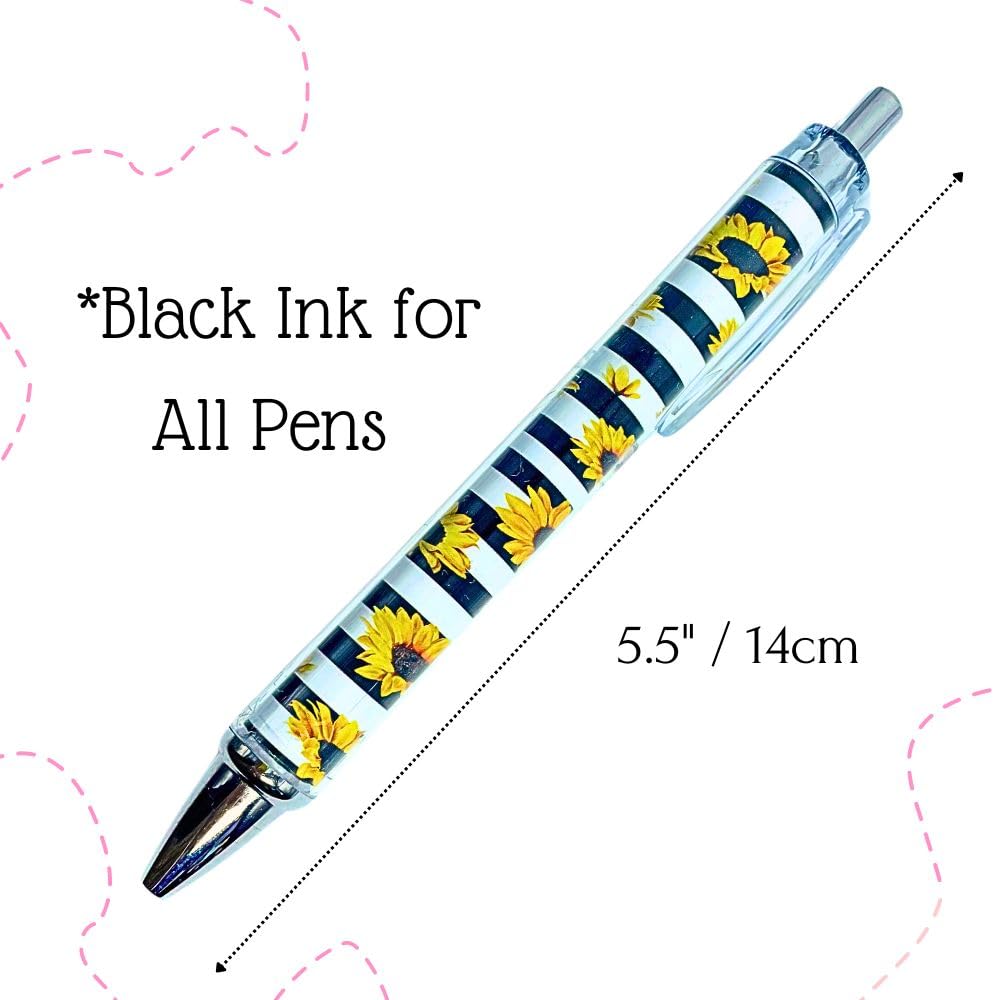10PC Sunflower Pens Sunflowers Pen for Women Teacher Appreciation Gifts Work Office Desk Classroom Decor Supplies Stationary Set Accessories Party Favors Theme for Writing Journal Planning Notepad