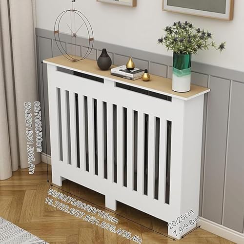 White Modern Wall Cabinet, Modern Radiator Cover, Vertical Slatted Grill Cabinet Shelf, Radiator Cover Heating Forcert for Office, Living Room, Bedroom, Hallway (50 * 60 * 20cm/19.7 * 23.6 * 7.9in)