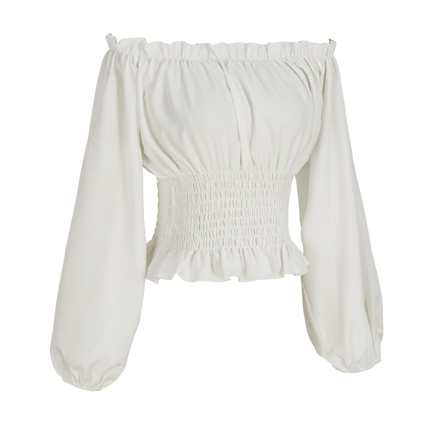 Womens Renaissance Blouse Peasant Off Shoulder Tops Pirate Long Sleeve Peasant Blouse （S,Z2724WH