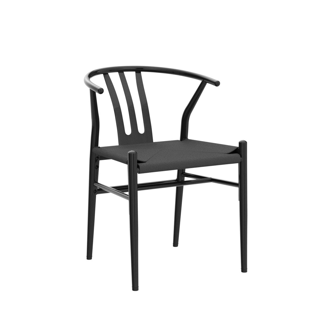 Yaheetech Weave Chair Hemp Seat Chair for Kitchen, Dining, Living Room Set of 2, Full Black