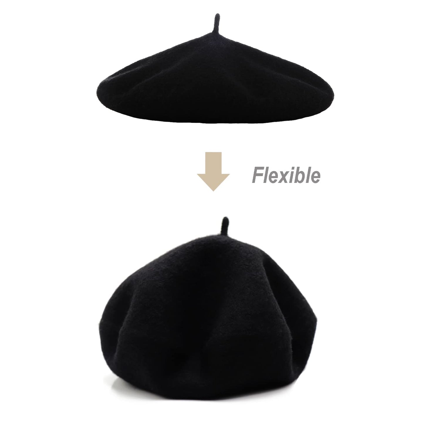 Wheebo Berets for Kids Wool French Beret Hats Artist Painter Hats for Little Girls Boys Solid Color Style(Black)