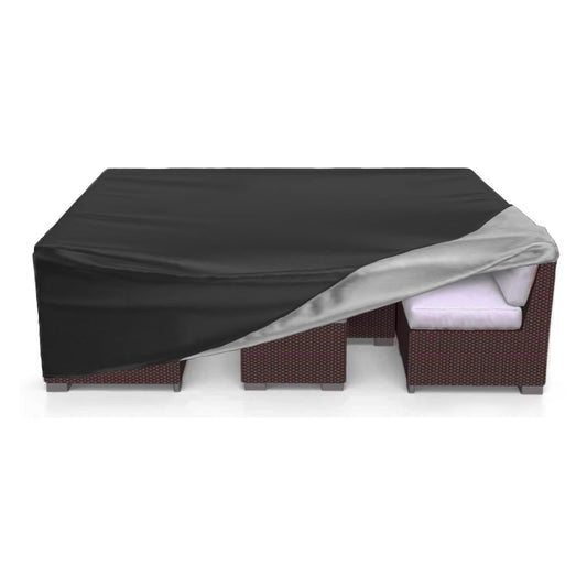 600D Heavy Duty Large Waterproof Table Cover -124" Patio Sofa Set Covers-Rectangular Patio Table Cover ,Dining Table Cover, Tea Table Cover Black