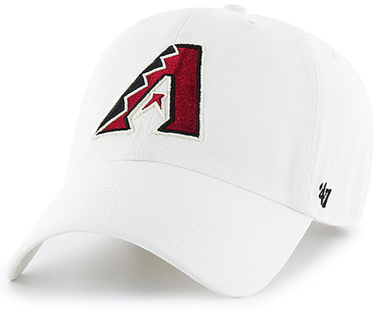 47 MLB White Team Color Primary Logo Clean Up Adjustable Strap Hat Cap, Adult One Size Fits All - Arizona Diamondbacks White