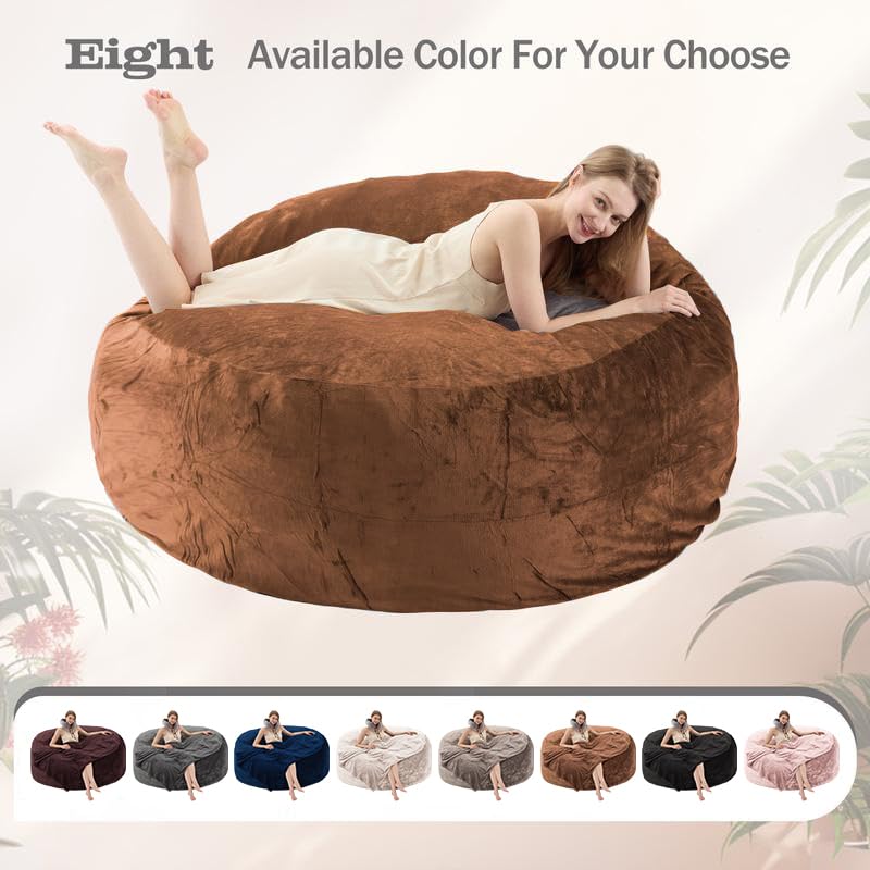 6FT Giant Bean Bag Chairs for Adults，Bean Bag Chair with Filler Included，Puff Chair，Memory Foam Chair，Living Room Furniture, Suitable for Indoor Balcony Games and Leisure Chairs (Coffee Colour, 6FT)