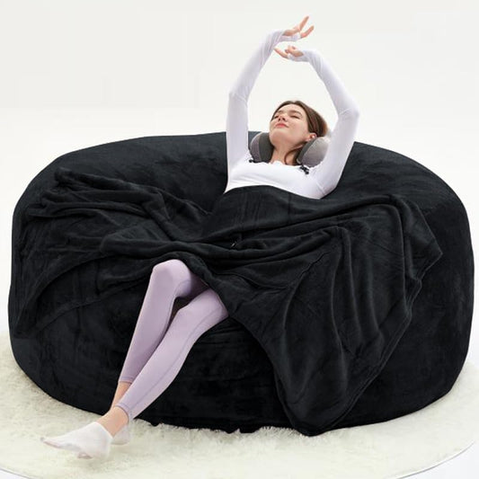 5FT,Big Bean Bag Chairs for Adults，Bag with Filler Included，Comfortable and Soft Plush ，Memory Foam Bean Bag,Oversized Bean Bag,Read Chair Suitable for Living Room and Bedroom (Black, 5 Foot)
