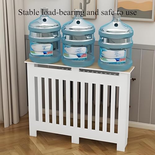 White Modern Wall Cabinet, Modern Radiator Cover, Vertical Slatted Grill Cabinet Shelf, Radiator Cover Heating Forcert for Office, Living Room, Bedroom, Hallway (50 * 60 * 20cm/19.7 * 23.6 * 7.9in)