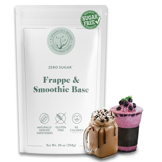 5 SPARROWS Sugar-Free Frappe, Milkshake and Smoothie Base- Stevia, Keto Friendly, No Sugar Frappe, 10 oz