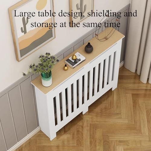White Modern Wall Cabinet, Modern Radiator Cover, Vertical Slatted Grill Cabinet Shelf, Radiator Cover Heating Forcert for Office, Living Room, Bedroom, Hallway (50 * 60 * 20cm/19.7 * 23.6 * 7.9in)