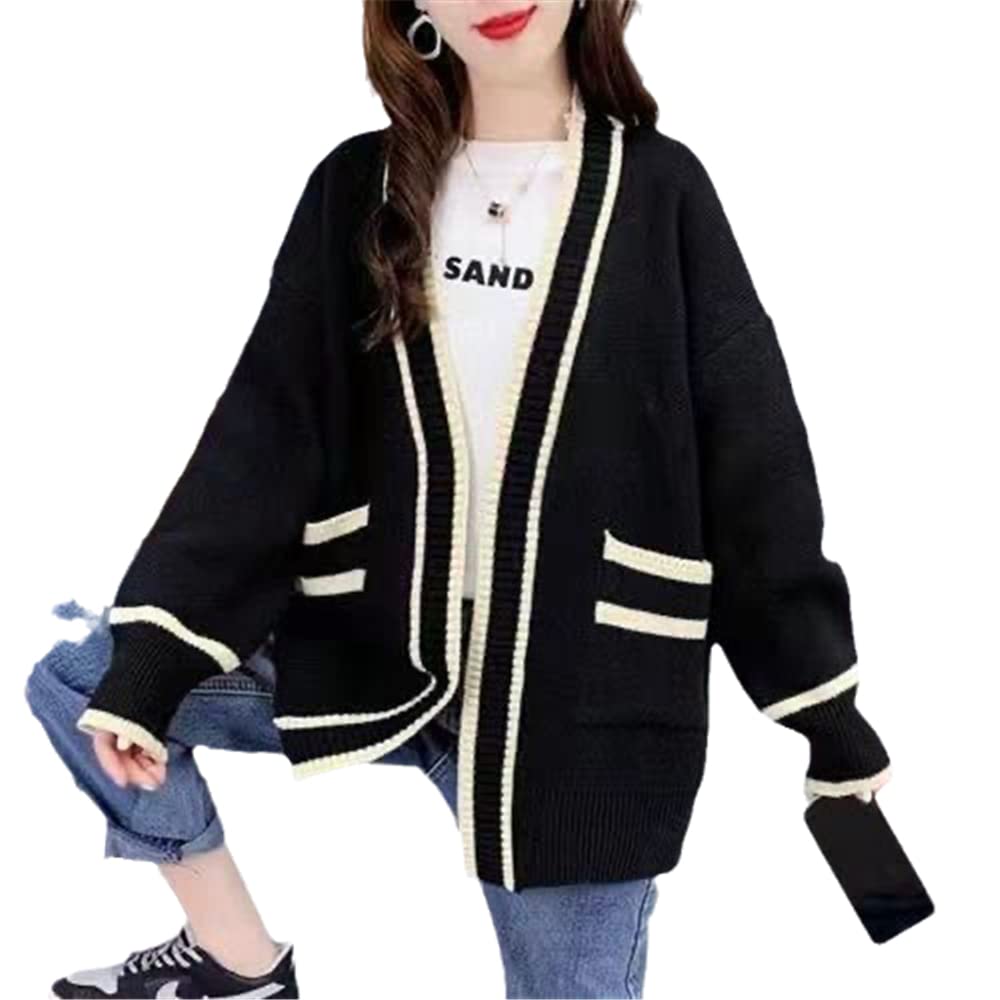 Womens Japan Cute Cardigan Sweater Kawaii JK Uniform Open Front Cardigan with Buttons Aesthetic Long Sleeve Loose Jackets