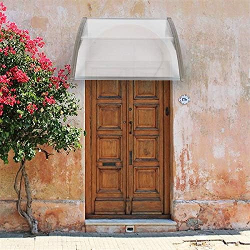 Window Awning Outdoor Polycarbonate Hollow Sheetfor Doors Polycarbonate Cover Patio Door Awning Rain Snow Sunlight(Silver Canopy + Black Bracket, 40" x 40")