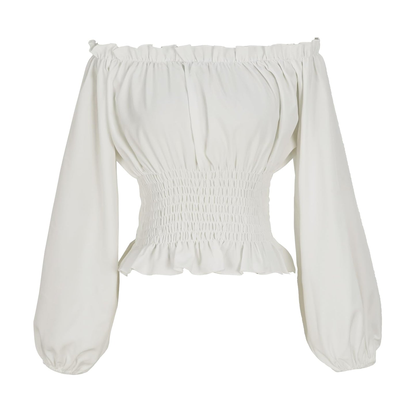 Womens Renaissance Blouse Peasant Off Shoulder Tops Pirate Long Sleeve Peasant Blouse （S,Z2724WH
