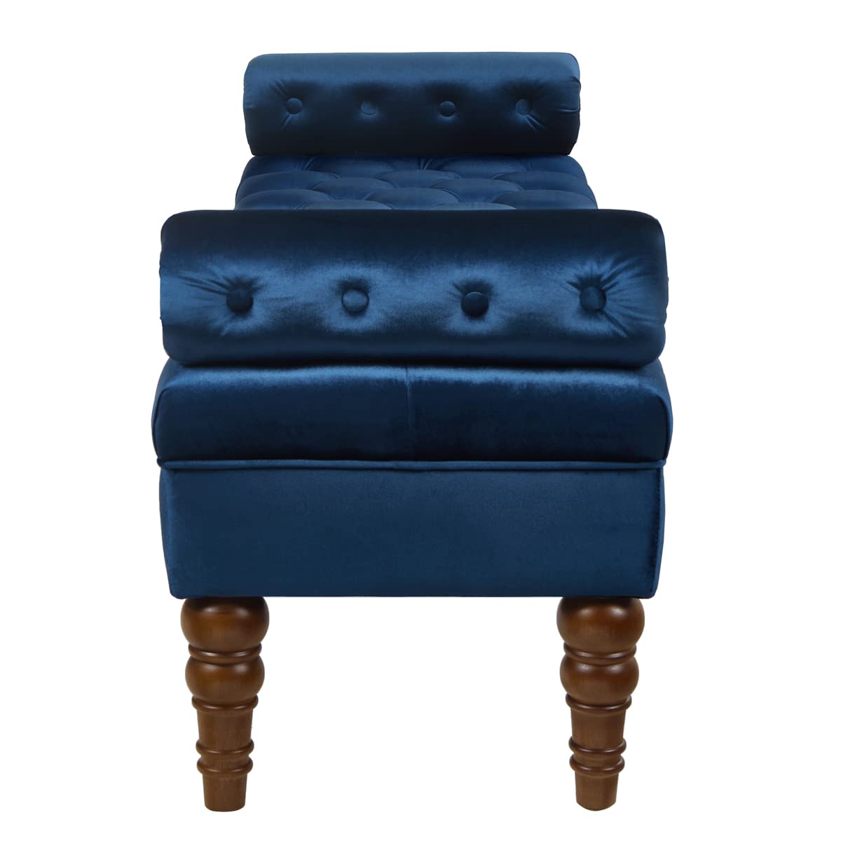 24KF Navy Blue Velvet Long Bench for Bedroom & Entryway - Tufted Button, 1.5 ft-Deep
