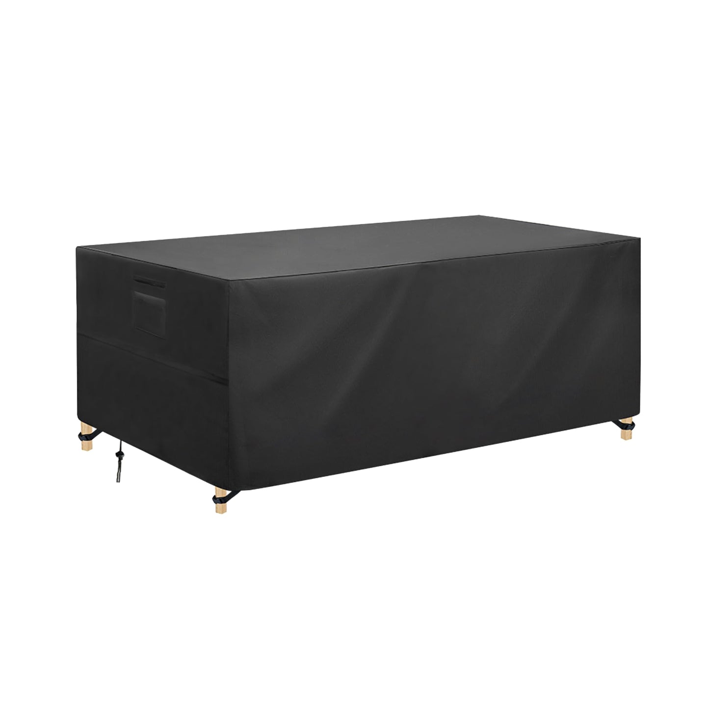 600D Heavy Duty Large Waterproof Table Cover -124" Patio Sofa Set Covers-Rectangular Patio Table Cover ,Dining Table Cover, Tea Table Cover Black