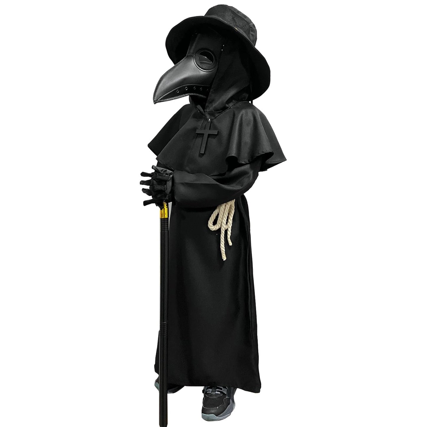 Wakejoy Plague Doctor Costume for Kids 7 in 1 Set Halloween Costumes for Boys Girls Halloween Outfit (Small-120)