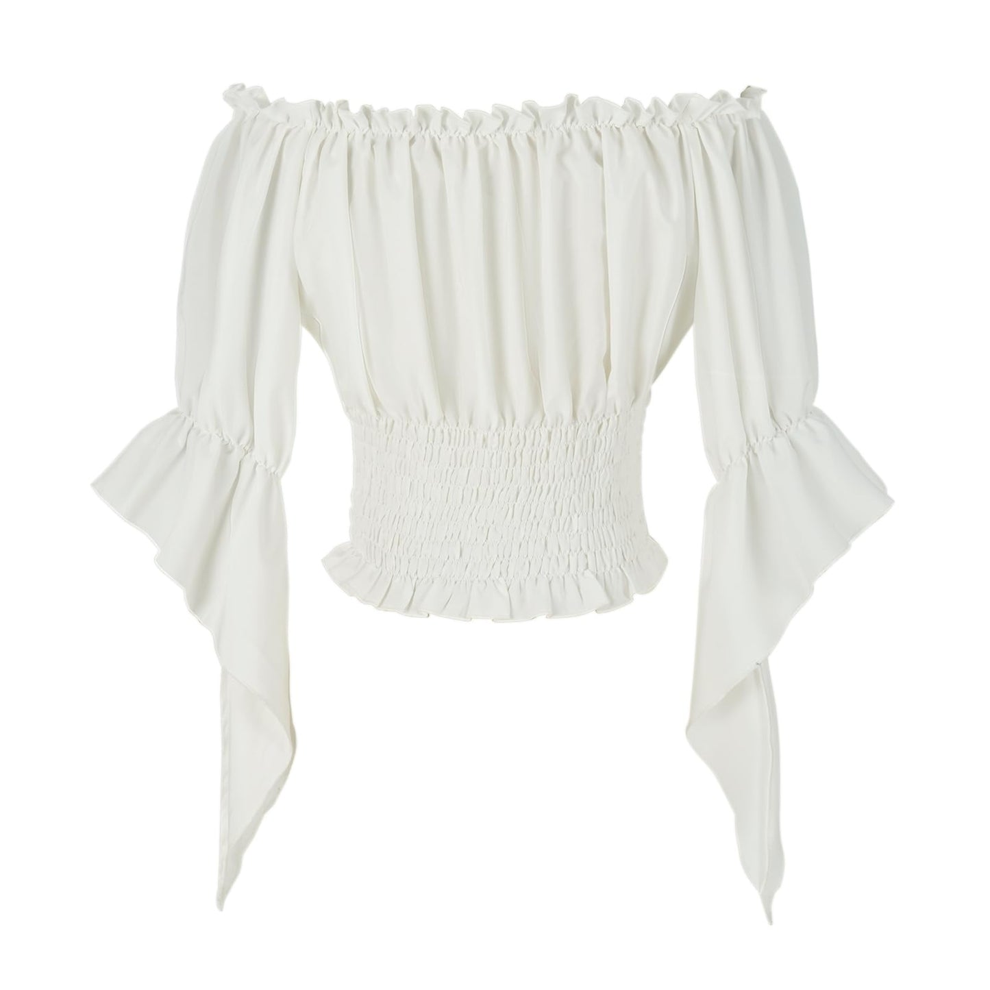 Womens Renaissance Peasant Blouse Off Shoulder Trumpet Sleeve Tops(M,Z2880C)