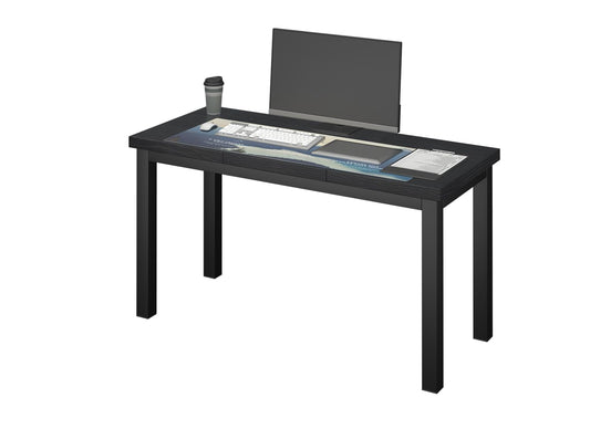 Woodalloy 55.1 Inch Small Computer Desk, Home Office Desk, Modern Table for 2 Person Kids Student Gaming Computer Desk, Simple Office Table for Work,Craft,Writing,Studying, Etc., Black.