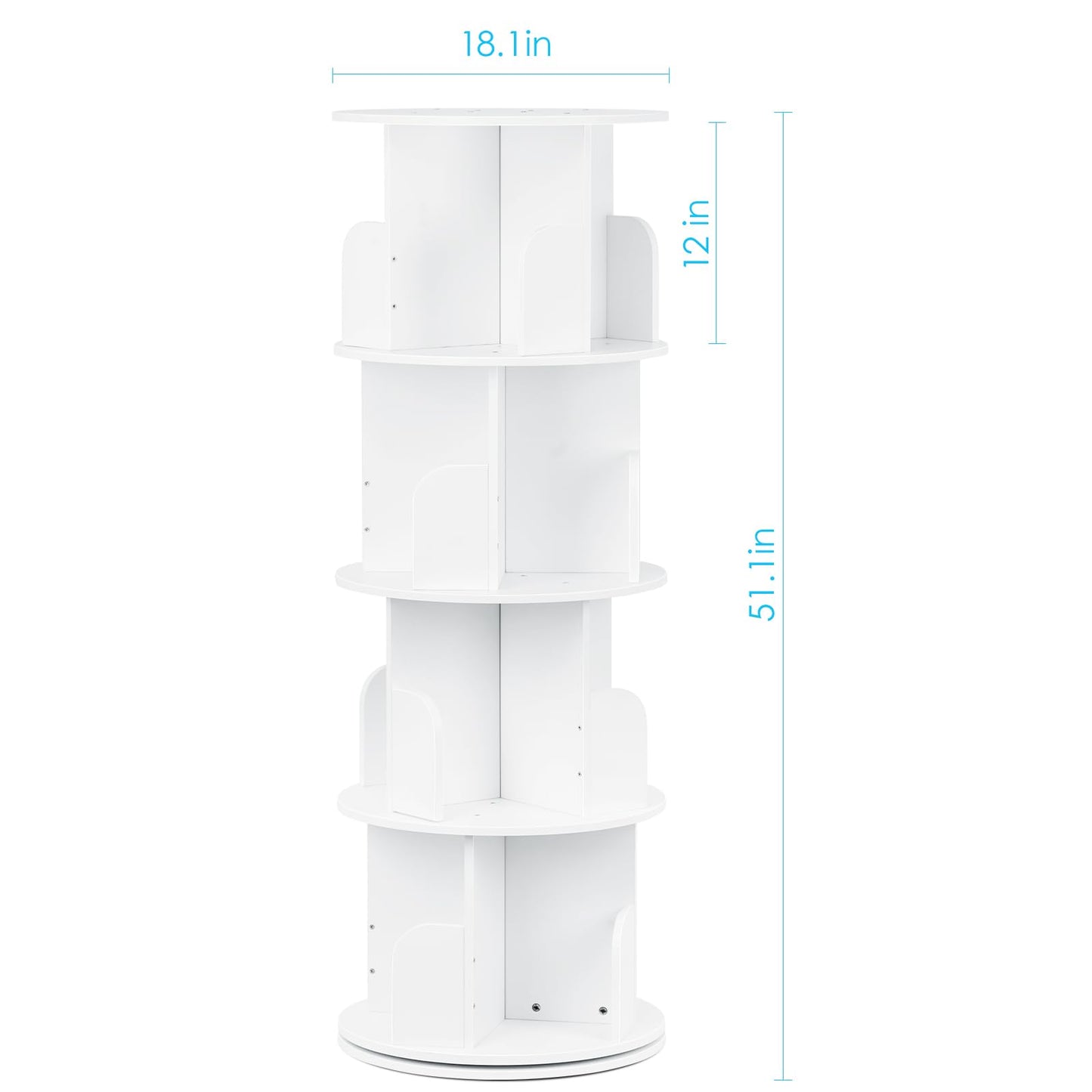 2025 New 4 Tier Rotating Bookshelf kids, Small Corner Bookshelf for Small Space, 360 Display Floor Standing Bookcase Storage Rack, Wood Narrow Book Shelf Organizer for Home Office,Bedroom, Living Room