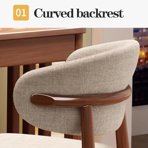 WIGSELBL Wooden Dining Chairs Upholstered Kitchen Side Chairs Farmhouse Dining Room Chair with Curved Back,Mid-Century Modern Dining Chairs with Cushioned Seat(Style-3)