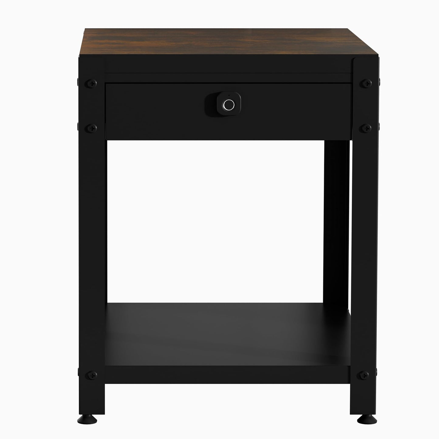 VUYSUYVY Night Stand with Gun Drawer Fingerprint Lockable Gun Storage Safe Cabinet Bedside Tables Wood Sofa End Side Table Nightstand Gun Safe with Hidden Compartments for Bedroom Living Room (Wood)