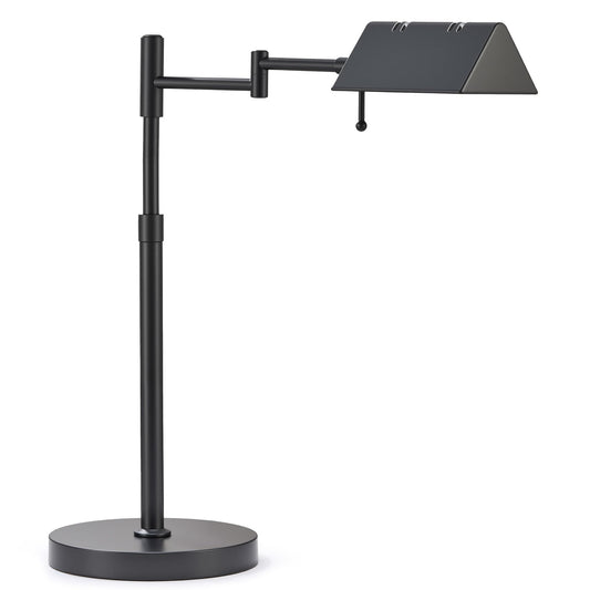 VONLUCE LED Pharmacy Desk Lamp - Swing Arm, Industrial Design for Reading, Crafting, Work,10W LED, Adjustable Height - Black