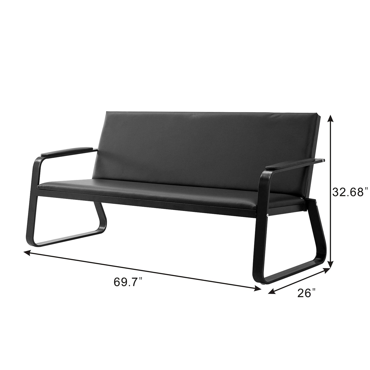 wonline Waiting Room Chair with Armrest PU Leather Office Furniture Bench Office Guest Seating Lobby Conference Reception Chairs for Airport Clinic Hospital Bank Salon Barber
