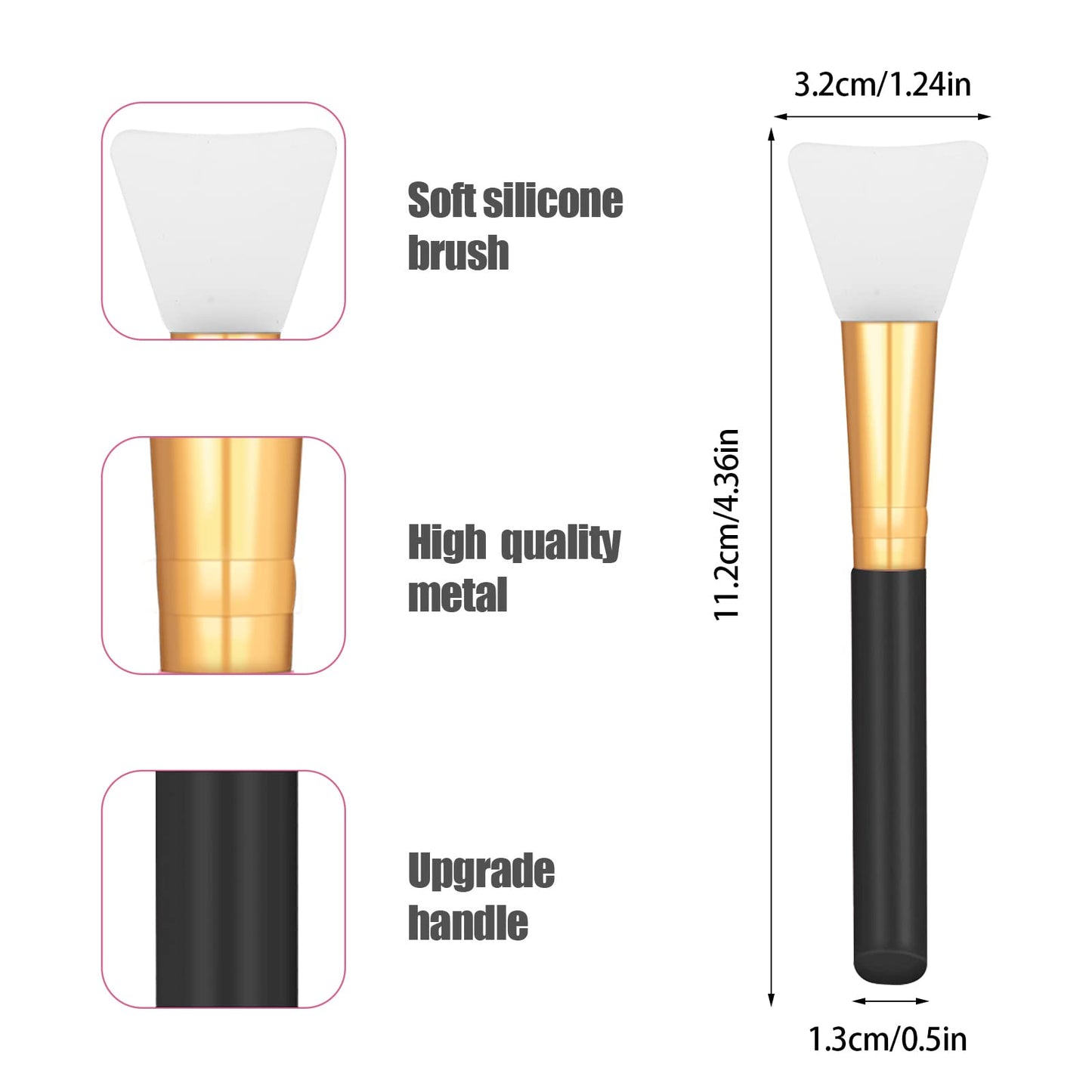 WLLHYF 2 PCS Silicone Face Mask Brushes, Facial Mud Mask Beauty Tool Applicator Brush Soft Hairless Body Lotion Moisturizers Applicator Sector Brush Makeup Tools For Women Girls (Black)