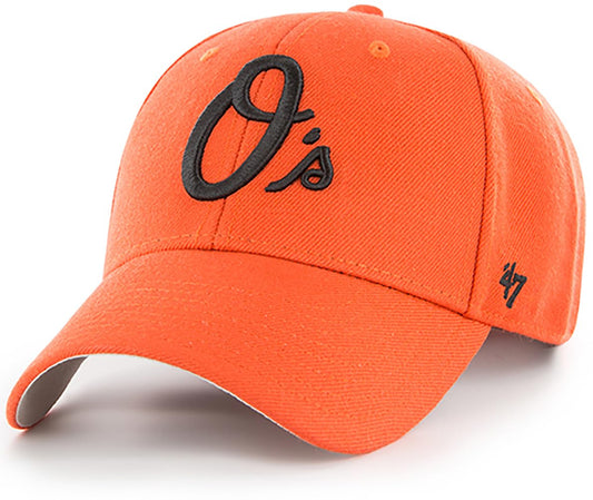 47 Brand MLB Alternate Color Primary Logo MVP Adjustable Structure Baseball Cap Hat, Adult One Size Fits All - Baltimore Orioles Orange