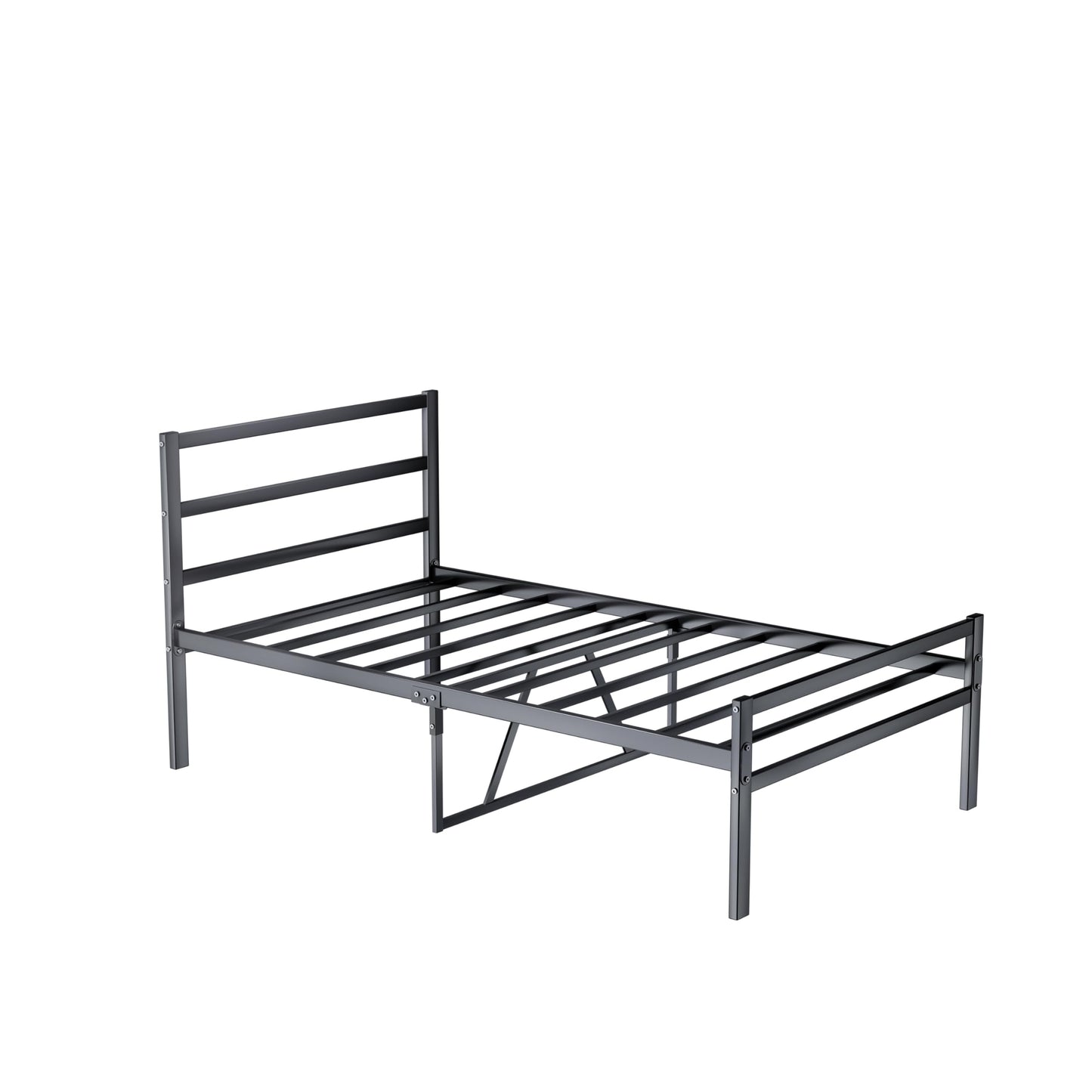 VRAXO Metal Platform Bed Frame with Headboard, Sturdy Metal Frame, No Box Spring Needed(Twin)