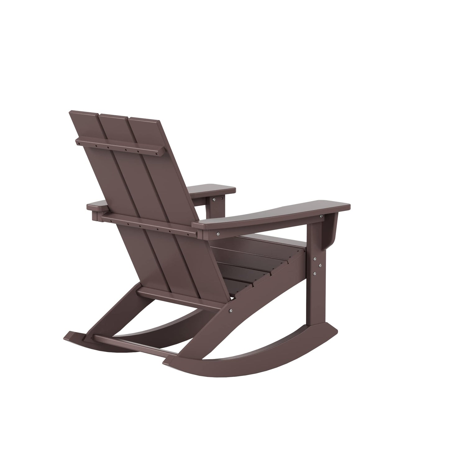 WestinTrends Ashore Patio Rocking Chair, All Weather Poly Lumber Plank Adirondack Rocker Chair, Modern Farmhouse Outdoor Rocking Chairs for Porch Garden Backyard and Indoor, Dark Brown