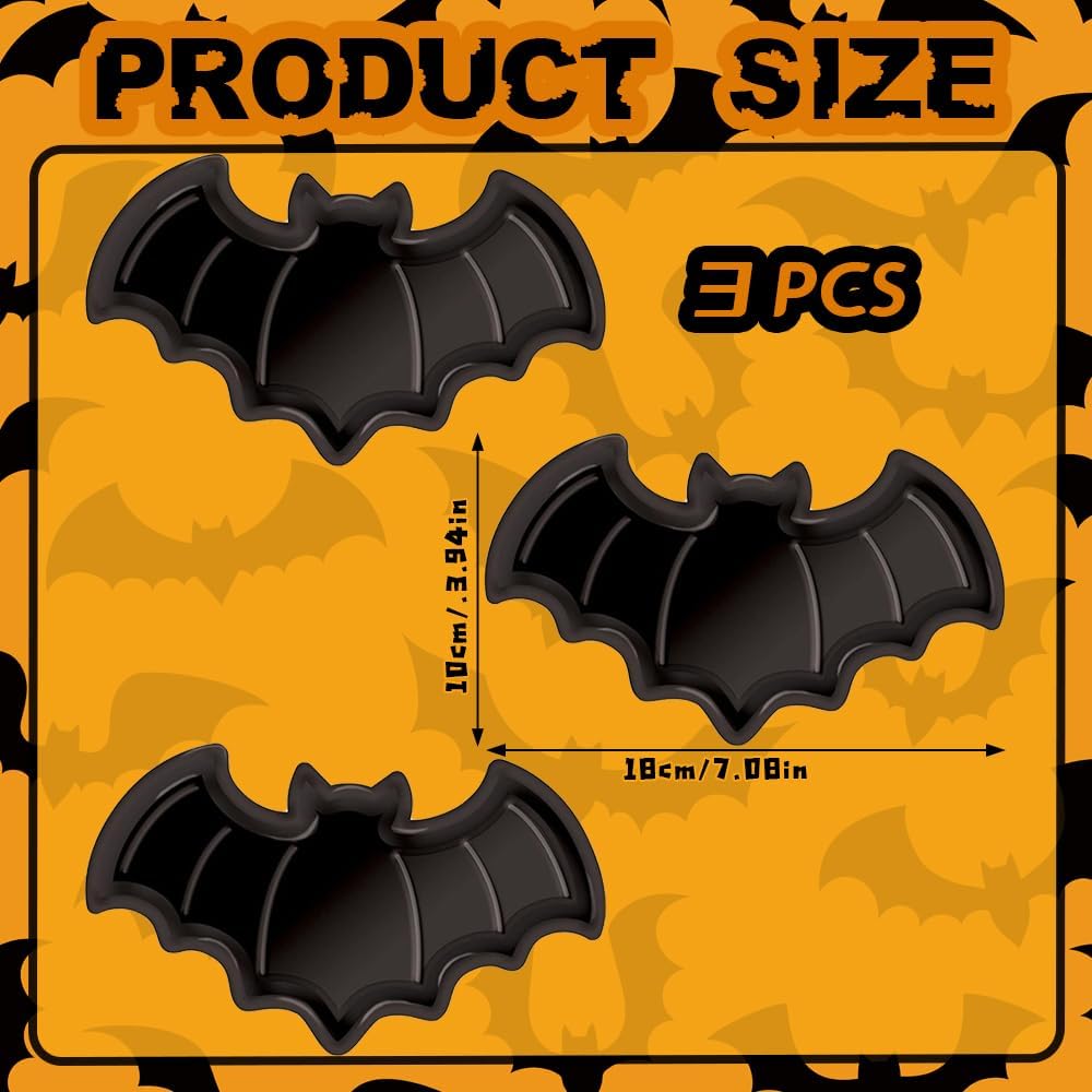 3 Pcs Halloween Bat Plates Plastic Bat Plates Black Halloween Party Supplies Halloween Snack Candy Dessert Plates for Halloween Party Birthday Party Table Decoration