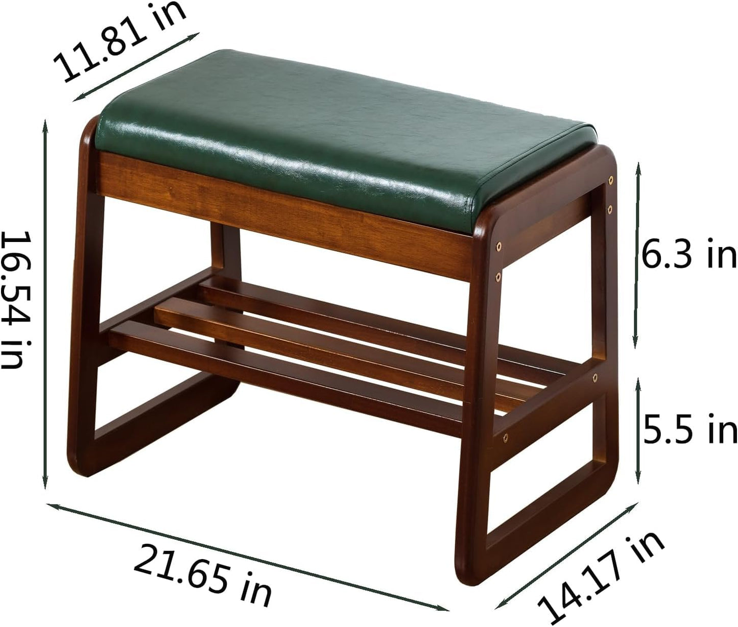 ABAMFUR Shoe Rack Bench, Solid Wood Entryway Bench with Flip-Open Storage Box for Entry, Hallway (Green-21.65")