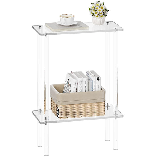 XOHYW Clear Acrylic Side Sofa Table, Small Narrow End Table, Coffee Table for Bedroom, Living Room, Bathroom, Easy Assembly, 15.7'' L x 7'' W x 22.3'' H