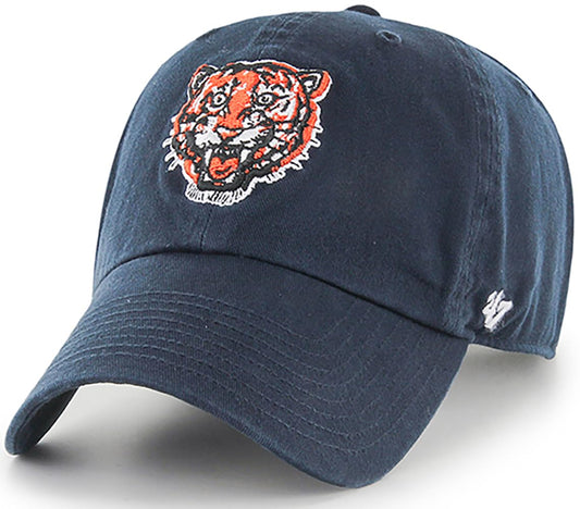 47 Brand MLB Cooperstown Primary Logo Clean Up Adjustable Baseball Cap Hat, Adult One Size Fits All - Detroit Tigers Navy