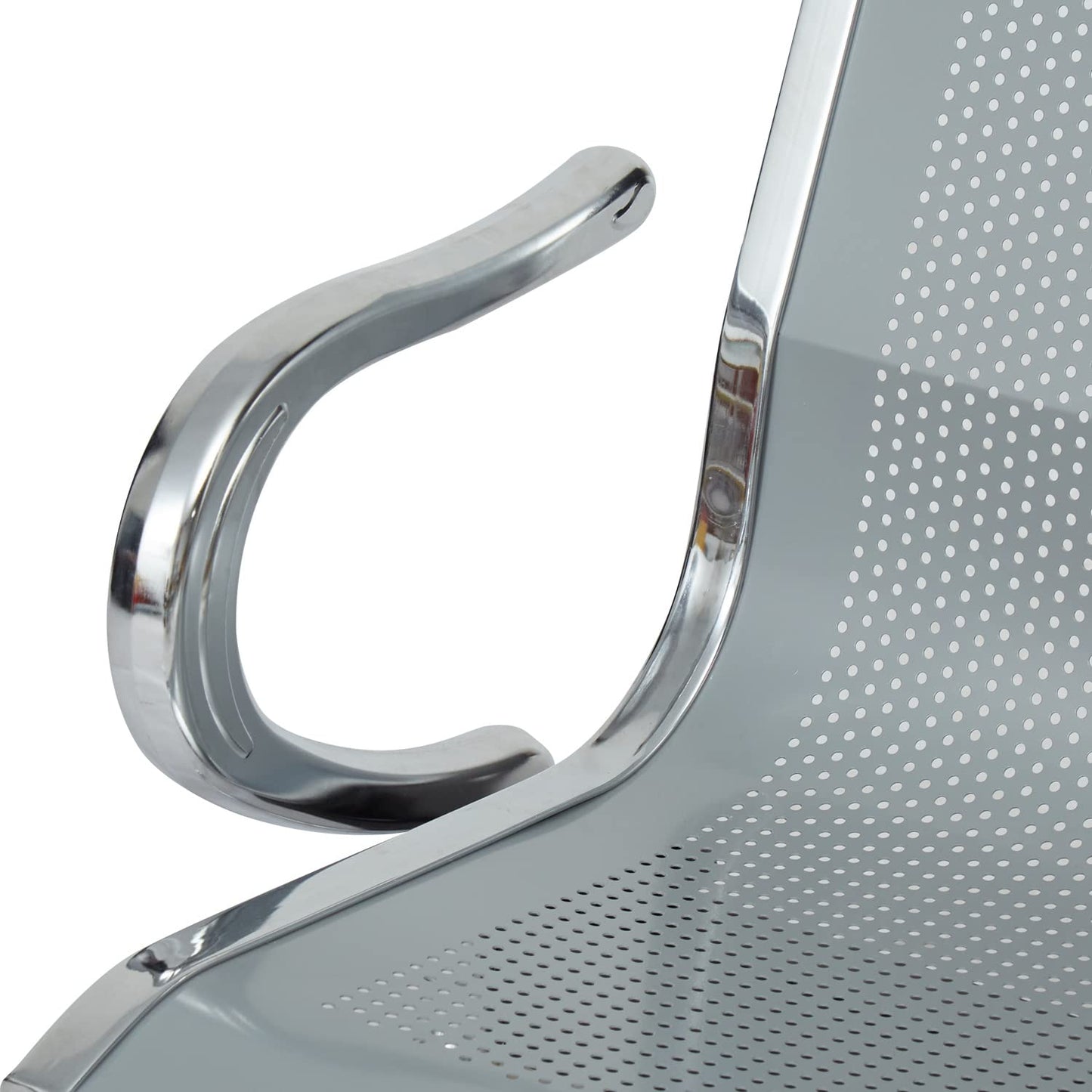 Waiting Room Chair Bench - Airport Reception Bench with Arms Guest Reception Chairs Office Chair Lobby Bench Seating Office Bench Waiting Area Chairs for Airport Market Bank Hospital School, Silver
