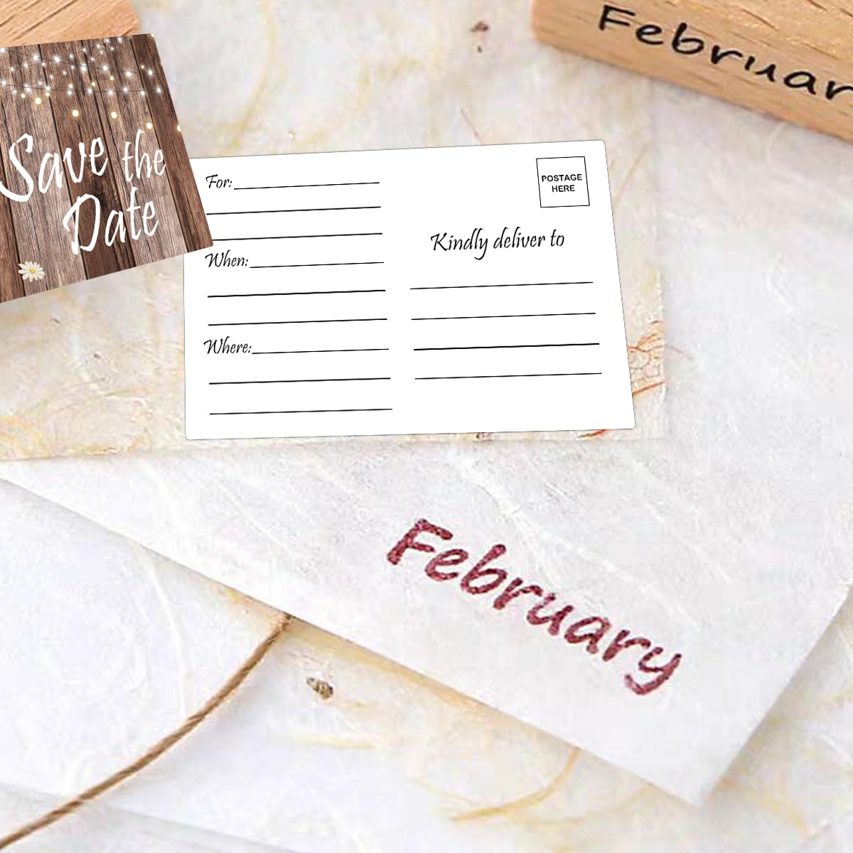 4" x 6" Rustic Save The Date Postcards 50pcs Birthday Invitation Event Reminder Cards Wedding Invitation Cards with Mailing Side for for Wedding, Engagement, Anniversary, Baby Shower, Birthday Party
