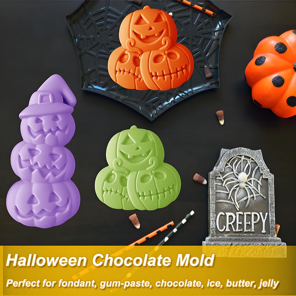 2 Pack Pumpkin Chocolate Molds 2 Different Shapes Pumpkin Silicone Molds for Aromatherapy Candles Chocolate Candy Gummy Crayon Soap Cake Cupcake Topper Decorations for Halloween Harvest Party Props