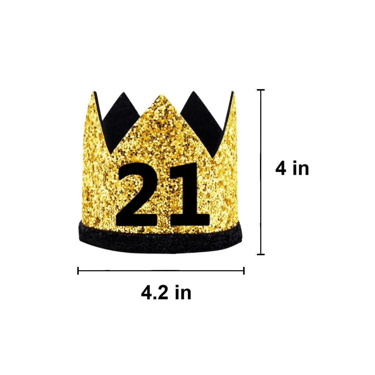 21st Birthday Crown Hat Gold Black Sequin Party Crown, Happy 21 Years Old Bday Decorations Twenty-one Cap Party Outfit Gifts Photo Booth Props Supplies Ideal Him Her Men Women Party Favors Decors