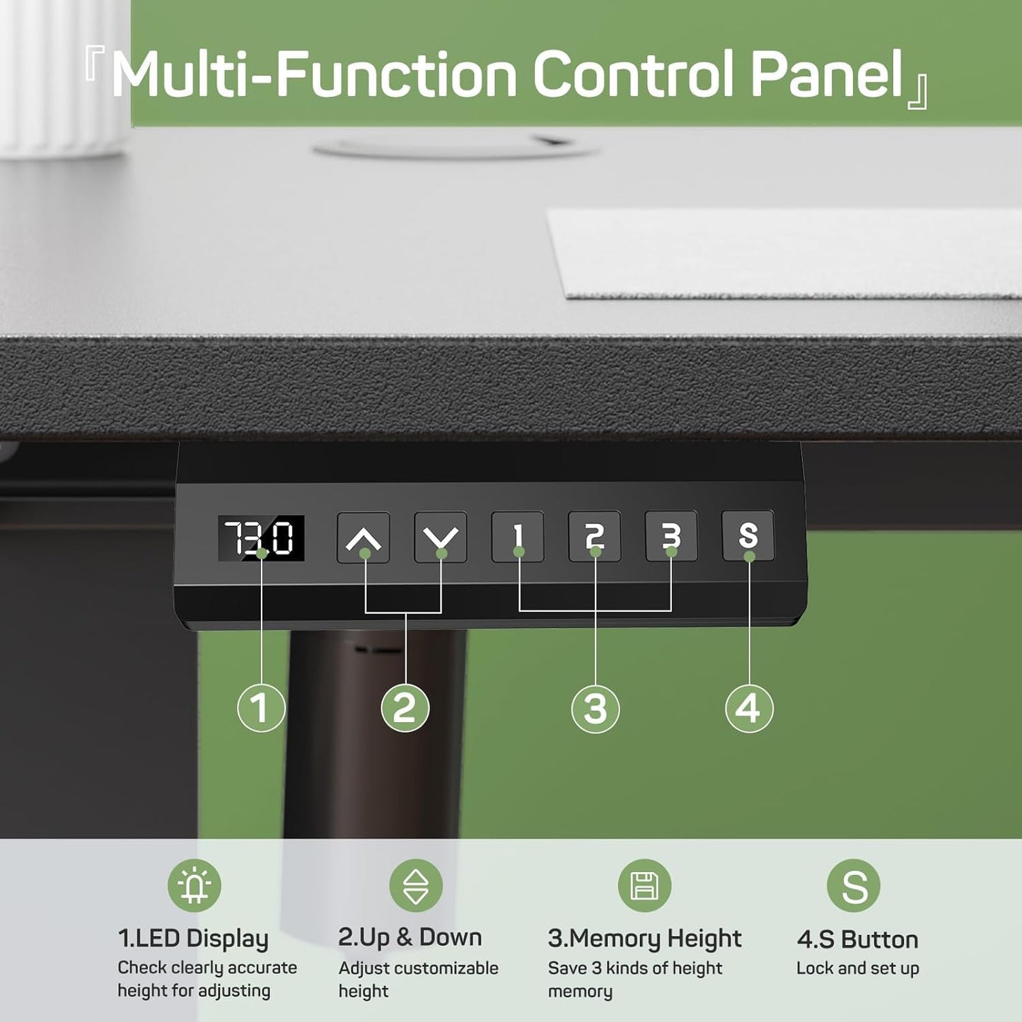 Whitmor Electric Standing Desk - 40 x 24 Inch Height Adjustable Computer Desk, Sit to Stand Home Office Table with Splice Board, 2 Hooks & Wire Hole, Black