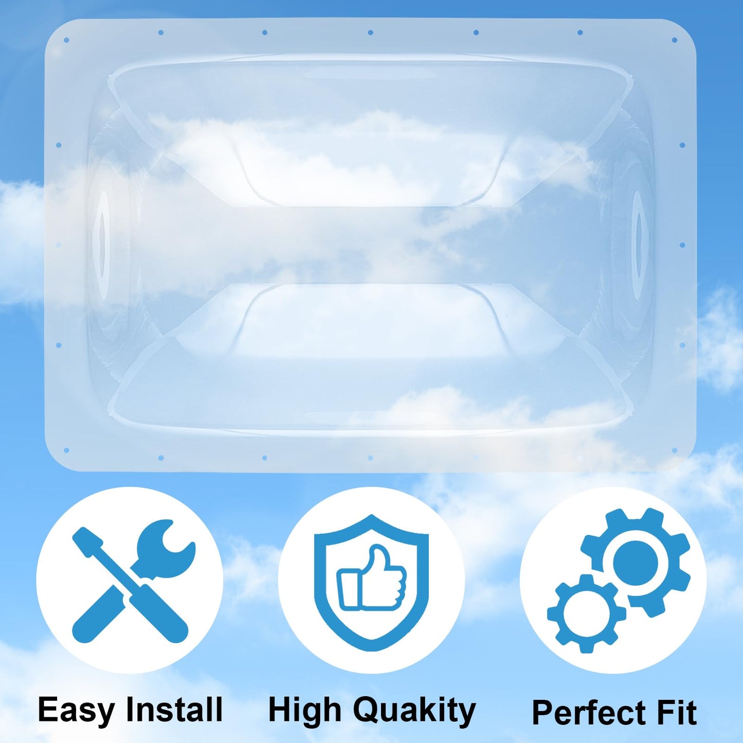 XMK 18" x 26" RV Skylight Replacement Cover for Camper Trailer Motorhome Roof, RV Shower Skylight Cover Outer Dome Fit 14" x 22" Openings, Impact Resistant, Clear