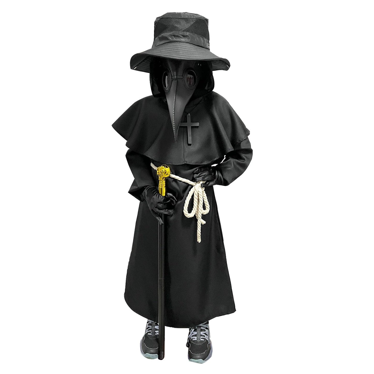 Wakejoy Plague Doctor Costume for Kids 7 in 1 Set Halloween Costumes for Boys Girls Halloween Outfit (Small-120)