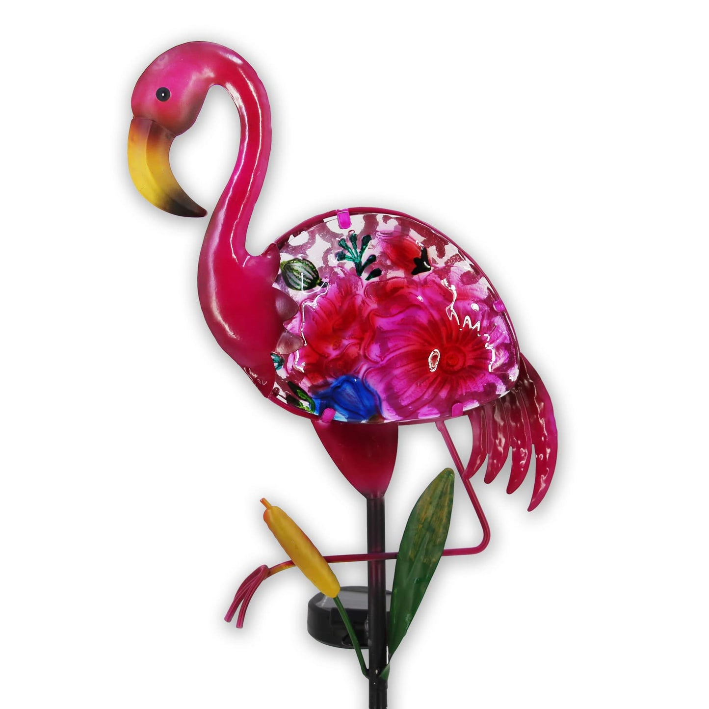 WUFEILY Solar Garden Lights, Glass & Metal Flamingo Solar Garden Decor Solar Pathway Lights Solar Garden Stakes Decorative Yard Art Yard Decor Waterproof for Patio Lawn Courtyard