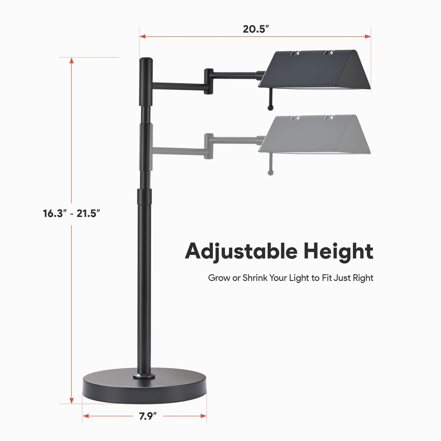 VONLUCE LED Pharmacy Desk Lamp - Swing Arm, Industrial Design for Reading, Crafting, Work,10W LED, Adjustable Height - Black