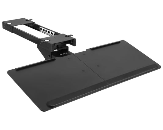 VIVO Adjustable Computer Keyboard and Mouse Platform Tray Deluxe Smooth Rolling Track Under Table Desk Mount, Black, MOUNT-KB04C